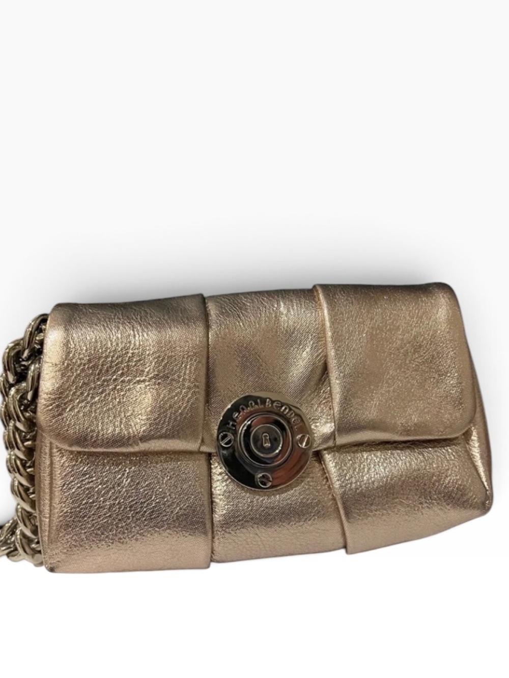 Henri Bendel Mini Milliner Gold Metallic Clutch NWOT